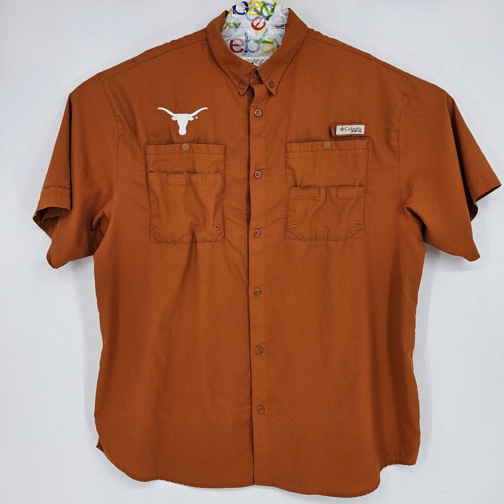 Texas Longhorns Shirt Mens XL Columbia PFG Fishing Vented Short Sleeve Football